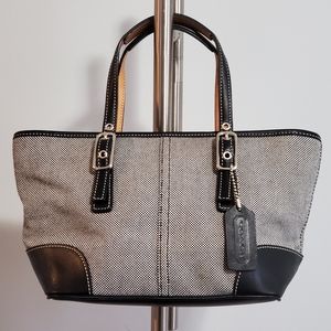 Small Black Tweed Coach Tote